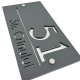 NUMAR CASA PREMIUM - Gri Satinat / Argintiu Oglinda / 2 Distantieri Argintii - 28x15cm