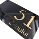 NUMAR CASA PREMIUM - Negru Lucios / Auriu Oglinda / 4 Distantieri Negrii - 28x15cm