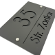 NUMAR CASA PREMIUM - Negru Satinat / Negru Lucios / 2 Distantieri Argintii - 30x20cm