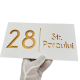 NUMAR CASA PREMIUM - Alb Satinat / Auriu Oglinda - 28x15cm