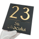 NUMAR CASA PREMIUM - Negru Satinat / Auriu Oglinda - 18x16cm
