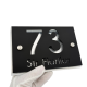 NUMAR CASA PREMIUM - Negru Satinat / Aluminiu Periat / 2 Distantieri Argintii - 20x13cm