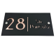 NUMAR CASA PREMIUM - Negru Satinat / Roze Auriu Oglinda / 2 Distantieri Argintii - 28x15cm