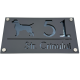 NUMAR CASA PREMIUM - Gri Satinat / Gri Antracit Oglinda / 4 Distantieri Argintii - 28x15cm