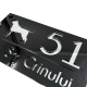 NUMAR CASA PREMIUM - Negru Lucios / Argintiu Oglinda / 4 Distantieri Negrii - 28x15cm