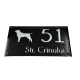 NUMAR CASA PREMIUM - Negru Lucios / Argintiu Oglinda / 4 Distantieri Negrii - 28x15cm