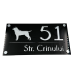 NUMAR CASA PREMIUM - Negru Lucios / Argintiu Oglinda / 4 Distantieri Argintii - 28x15cm