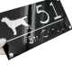 NUMAR CASA PREMIUM - Negru Lucios / Argintiu Oglinda / 4 Distantieri Argintii - 28x15cm