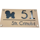 NUMAR CASA PREMIUM - Crem Satinat / Gri Antracit Oglinda / 4 Distantieri Argintii - 28x15cm