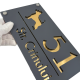 NUMAR CASA PREMIUM - Gri Satinat / Auriu Oglinda / 4 Distantieri Argintii - 28x15cm