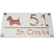 NUMAR CASA PREMIUM - Alb Satinat / Roze Auriu Oglinda / 4 Distantieri Argintii - 28x15cm