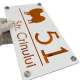 NUMAR CASA PREMIUM - Alb Satinat / Cupru Oglinda / 4 Distantieri Argintii - 28x15cm