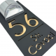 NUMAR CASA PREMIUM - Negru Satinat / Auriu Oglinda / Lampa Solara - 30x15cm