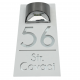 NUMAR CASA PREMIUM - Alb Satinat / Argintiu Oglinda / Lampa Solara - 30x15cm