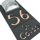 NUMAR CASA PREMIUM - Negru Satinat / Roze Auriu Oglinda / Lampa Solara - 30x15cm